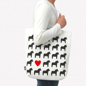 NWT IKEA B&W Horse + Heart Canvas Tote Bag - HÄSTHAGE Collection